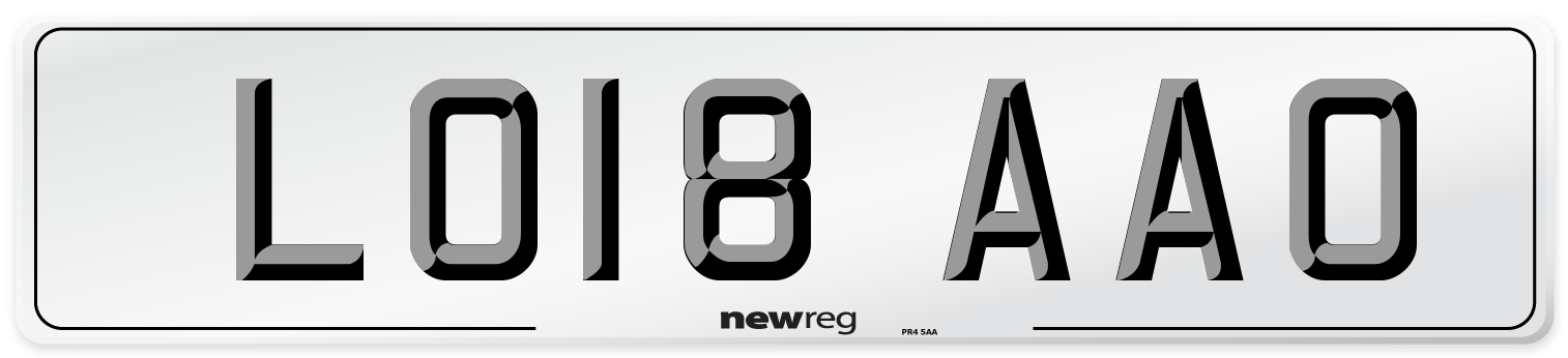 LO18 AAO Number Plate from New Reg